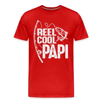 Reel Cool Papi Funny Fishing Grandpa - Men's Premium Organic T-Shirt - red - Front - Damien (186cm)