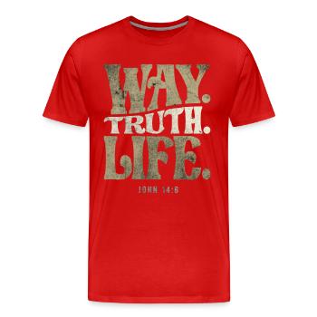 Way Truth Life - John 14:6 Bible Verse Christian - Men's Premium Organic T-Shirt - red - Front - Damien (186cm)