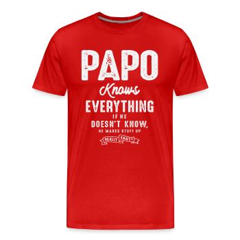 Papo Knows Everything - Father's Day - Men's Premium Organic T-Shirt - red - Front - Damien (186cm)