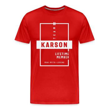 Team Karson Lebenslanges Mitglied Lustiger Name Karson - Männer Premium Bio T-Shirt - Rot - Vorne - Damien (186cm)