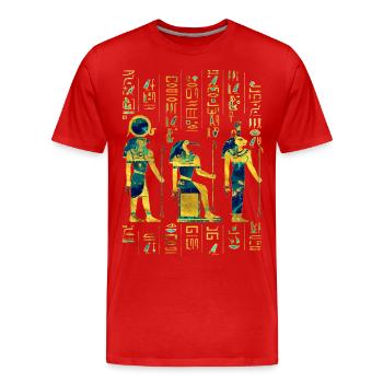 Egyptian Deities on hieroglyphics gold and marble - Men's Premium Organic T-Shirt - red - Front - Damien (186cm)