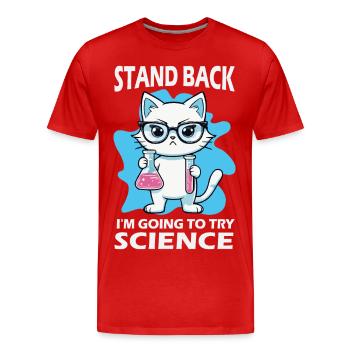 Résignation - J’essaie la science - T-shirt bio Premium Homme - rouge - Devant - Damien (186cm)