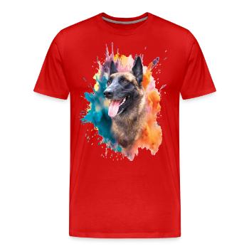 Malinois Head Warm Colors - Men's Premium Organic T-Shirt - red - Front - Damien (186cm)
