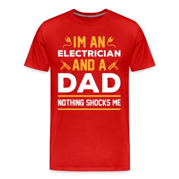Electrician Power Master - Men's Premium Organic T-Shirt - red - Front - Damien (186cm)