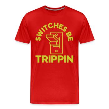 Electrician Power Master - Men's Premium Organic T-Shirt - red - Front - Damien (186cm)