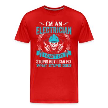 Electrician Power Master - Men's Premium Organic T-Shirt - red - Front - Damien (186cm)
