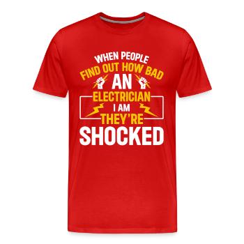 Electrician Power Master - Men's Premium Organic T-Shirt - red - Front - Damien (186cm)