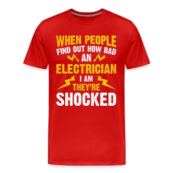 Electrician Power Master - Men's Premium Organic T-Shirt - red - Front - Damien (186cm)