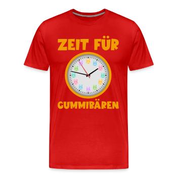 Zeit für Gummibären! Gummibär Uhr Süßigkeit - Männer Premium Bio T-Shirt - Rot - Vorne - Damien (186cm)