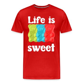 Gümmibären machen das leben süßer - Männer Premium Bio T-Shirt - Rot - Vorne - Damien (186cm)