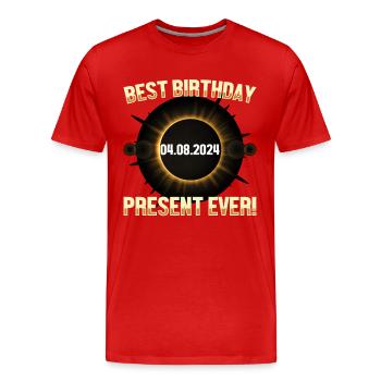 Sonnenfinsternis - Erforsche die Dunkelheit - Männer Premium Bio T-Shirt - Rot - Vorne - Damien (186cm)