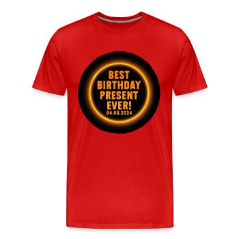 Sonnenfinsternis - Erforsche die Dunkelheit - Männer Premium Bio T-Shirt - Rot - Vorne - Damien (186cm)