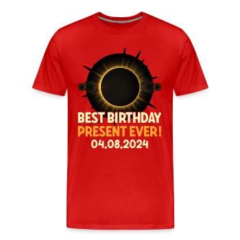 Sonnenfinsternis - Erforsche die Dunkelheit - Männer Premium Bio T-Shirt - Rot - Vorne - Damien (186cm)