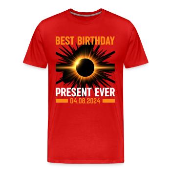 Sonnenfinsternis - Erforsche die Dunkelheit - Männer Premium Bio T-Shirt - Rot - Vorne - Damien (186cm)