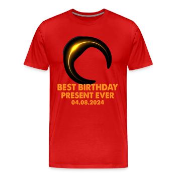 Sonnenfinsternis - Erforsche die Dunkelheit - Männer Premium Bio T-Shirt - Rot - Vorne - Damien (186cm)