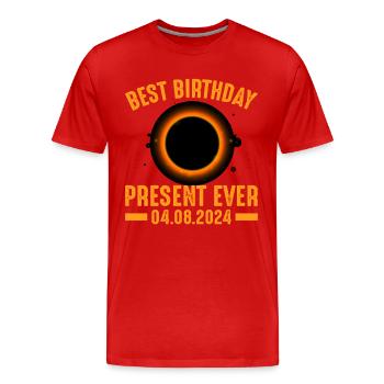 Sonnenfinsternis - Erforsche die Dunkelheit - Männer Premium Bio T-Shirt - Rot - Vorne - Damien (186cm)