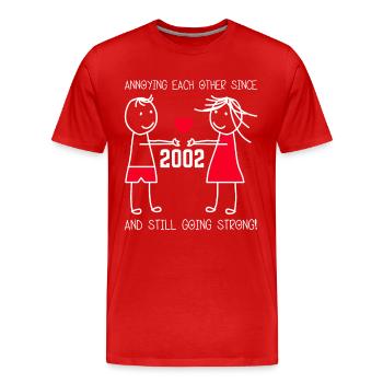 Relation Anniversaire de mariage - se taquiner depuis 2002 - T-shirt bio Premium Homme - rouge - Devant - Damien (186cm)