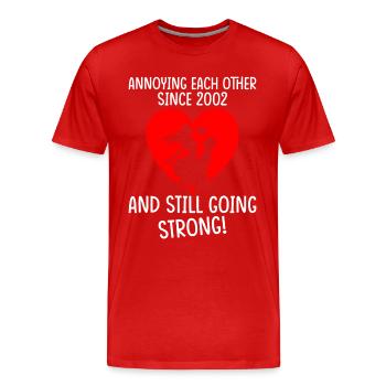 Relation Anniversaire de mariage - se taquiner depuis 2002 - T-shirt bio Premium Homme - rouge - Devant - Damien (186cm)