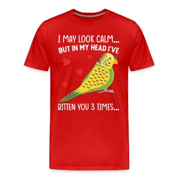 Wellensittich gefiederter Freund Vögel beobachten - Männer Premium Bio T-Shirt - Rot - Vorne - Damien (186cm)