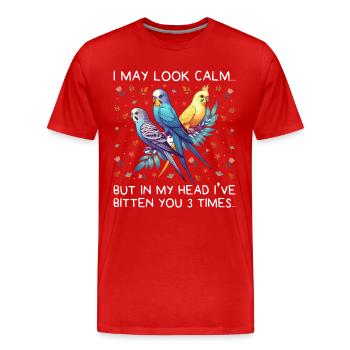 Wellensittich gefiederter Freund Vögel beobachten - Männer Premium Bio T-Shirt - Rot - Vorne - Damien (186cm)