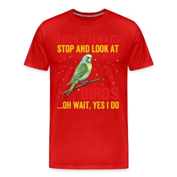 Wellensittich gefiederter Freund Vögel beobachten - Männer Premium Bio T-Shirt - Rot - Vorne - Damien (186cm)