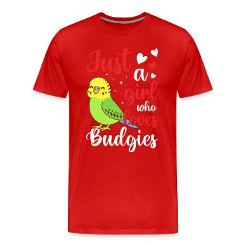 Wellensittich gefiederter Freund Vögel beobachten - Männer Premium Bio T-Shirt - Rot - Vorne - Damien (186cm)