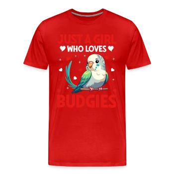 Wellensittich gefiederter Freund Vögel beobachten - Männer Premium Bio T-Shirt - Rot - Vorne - Damien (186cm)