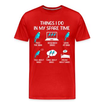 Wellensittich gefiederter Freund Vögel beobachten - Männer Premium Bio T-Shirt - Rot - Vorne - Damien (186cm)