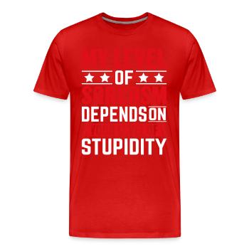 Mon sarcasme dépend de ta stupidité - T-shirt bio Premium Homme - rouge - Devant - Damien (186cm)