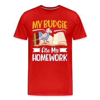 Ma perruche a mangé les devoirs - T-shirt bio Premium Homme - rouge - Devant - Damien (186cm)
