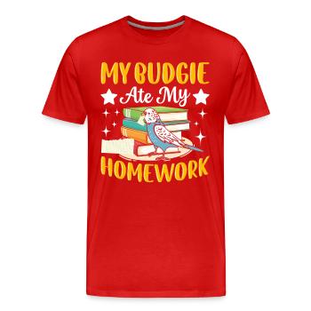 Ma perruche a mangé les devoirs - T-shirt bio Premium Homme - rouge - Devant - Damien (186cm)