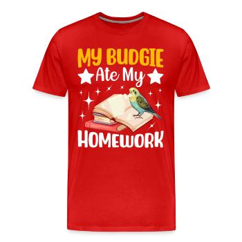 Ma perruche a mangé les devoirs - T-shirt bio Premium Homme - rouge - Devant - Damien (186cm)