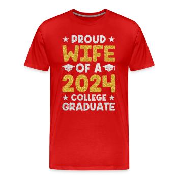 Fière épouse d’un étudiant diplômé de l’université 2024 - T-shirt bio Premium Homme - rouge - Devant - Damien (186cm)