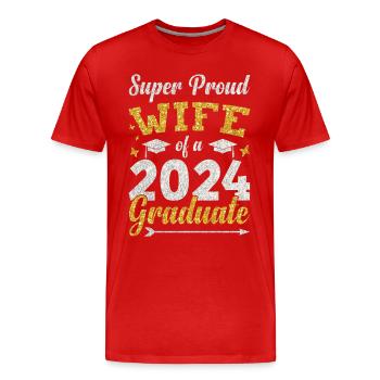 Fière épouse d’un étudiant diplômé de l’université 2024 - T-shirt bio Premium Homme - rouge - Devant - Damien (186cm)