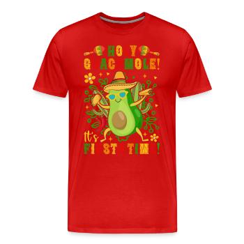 Avocat Holy Guacamole Fiesta mexicaine - T-shirt bio Premium Homme - rouge - Devant - Damien (186cm)