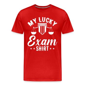 My luck at the bar exam - Men's Premium Organic T-Shirt - red - Front - Damien (186cm)