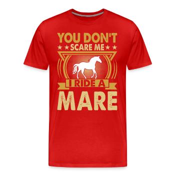 Vous ne me faites pas peur, je monte une jument ! - T-shirt bio Premium Homme - rouge - Devant - Damien (186cm)