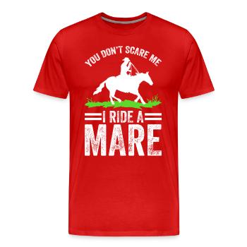 Vous ne me faites pas peur, je monte une jument ! - T-shirt bio Premium Homme - rouge - Devant - Damien (186cm)