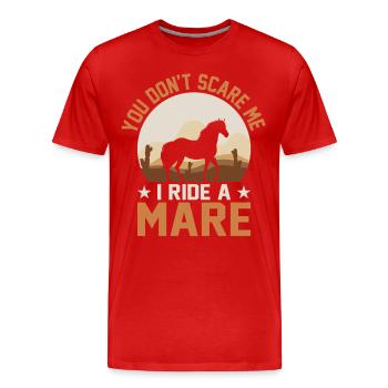 Vous ne me faites pas peur, je monte une jument ! - T-shirt bio Premium Homme - rouge - Devant - Damien (186cm)