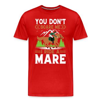 Vous ne me faites pas peur, je monte une jument ! - T-shirt bio Premium Homme - rouge - Devant - Damien (186cm)