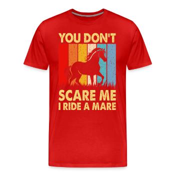 Vous ne me faites pas peur, je monte une jument ! - T-shirt bio Premium Homme - rouge - Devant - Damien (186cm)
