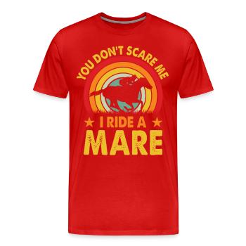 Vous ne me faites pas peur, je monte une jument ! - T-shirt bio Premium Homme - rouge - Devant - Damien (186cm)