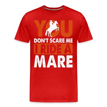 Vous ne me faites pas peur, je monte une jument ! - T-shirt bio Premium Homme - rouge - Devant - Damien (186cm)
