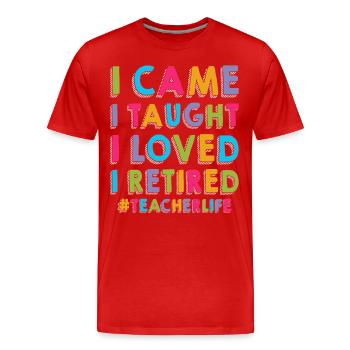 Enseignant à la retraite ! Vacances d’été pour toujours - T-shirt bio Premium Homme - rouge - Devant - Damien (186cm)