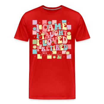 Enseignant à la retraite ! Vacances d’été pour toujours - T-shirt bio Premium Homme - rouge - Devant - Damien (186cm)