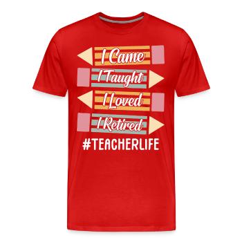 Enseignant à la retraite ! Vacances d’été pour toujours - T-shirt bio Premium Homme - rouge - Devant - Damien (186cm)
