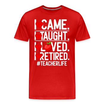 Enseignant à la retraite ! Vacances d’été pour toujours - T-shirt bio Premium Homme - rouge - Devant - Damien (186cm)