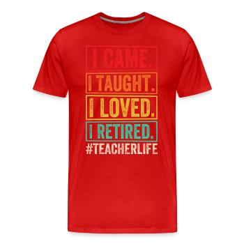 Enseignant à la retraite ! Vacances d’été pour toujours - T-shirt bio Premium Homme - rouge - Devant - Damien (186cm)