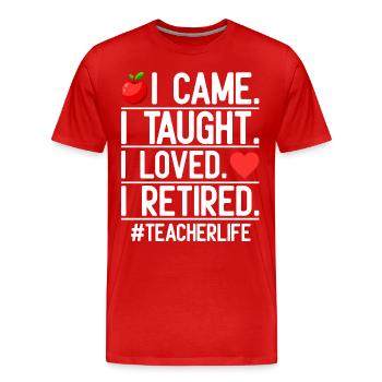 Enseignant à la retraite ! Vacances d’été pour toujours - T-shirt bio Premium Homme - rouge - Devant - Damien (186cm)
