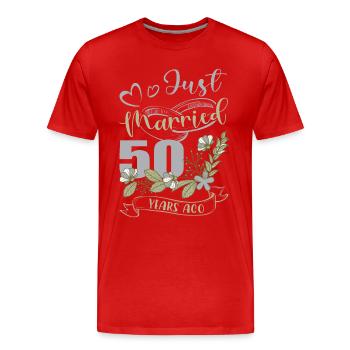 Noces d’or ! 50 ans de bonheur conjugal - T-shirt bio Premium Homme - rouge - Devant - Damien (186cm)